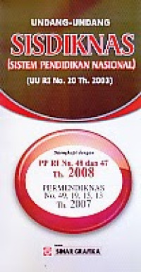 Image of Undang Undang Sisdiknas (sistem pendidikan nasional) (UU RI No. 20 Th. 2003)